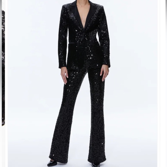ALICE + OLIVIA Breann Sequin Fitted Blazer Black Size 2 NWT - Picture 4 of 12